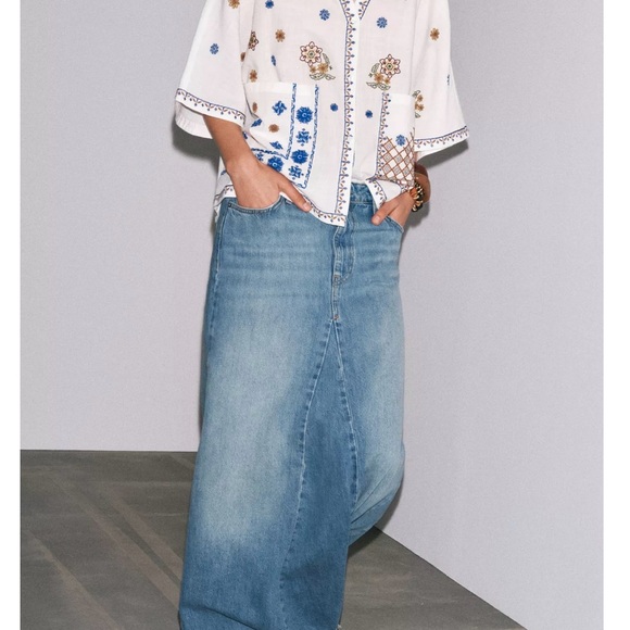 Zara Womens Floral Embroidered Kimono Top 2025 Boho Retro Collection - Picture 4 of 10